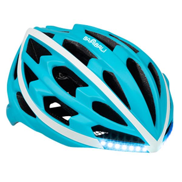 Babaali LED cykelhjelm M blå/hvid