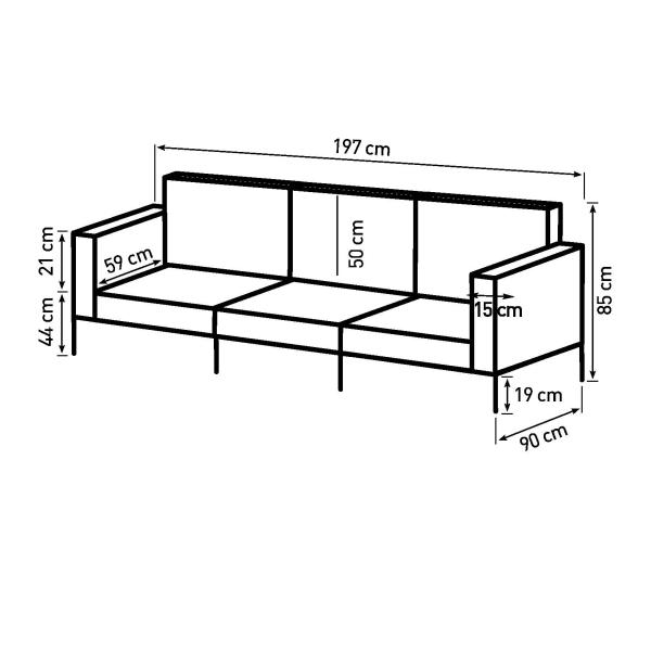 Havana 3 pers. sofa læder sort
