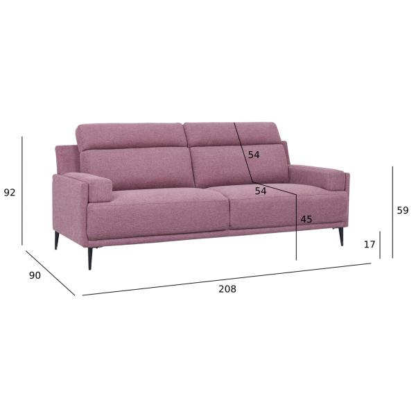 Amsterdam 3 pers. stof rosa