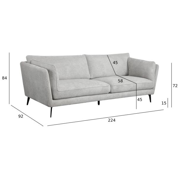 Bari 1+2+3 stof lysegrå