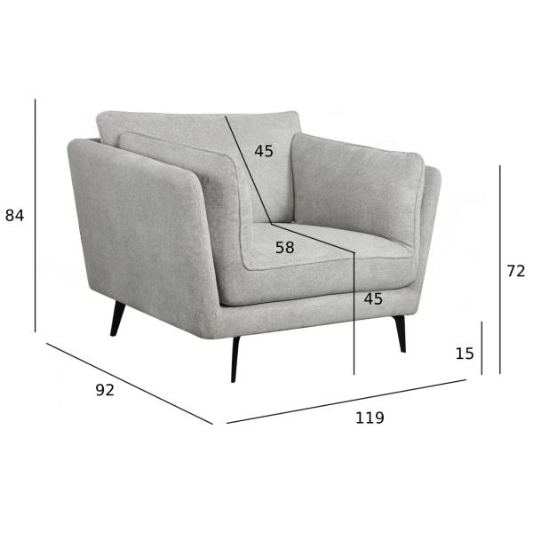 Bari 1+2+3 stof lysegrå
